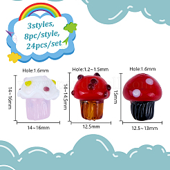 24Pcs 3 Styles Handmade Bumpy Lampwork Beads&nbsp;LAMP-DR0001-11