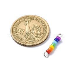 Chakra Glass Seed Beaded Connector Charms&nbsp;PALLOY-JF02530-01