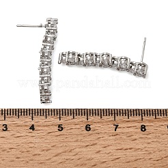 Flat Round Brass Micro Pave Clear Cubic Zirconia Stud Earrings&nbsp;EJEW-H180-12P