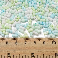 マカロンカラー不透明フロストガラスシードビーズ  ピーナッツ  カラフル  6x3x3mm  穴：1.2mm  約88個/10g&nbsp;X1-SEED-K009-12B-03