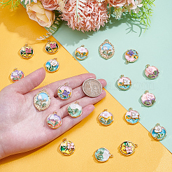 16Pcs 8 Styles Alloy Enamel Pendants&nbsp;ENAM-UN0001-41