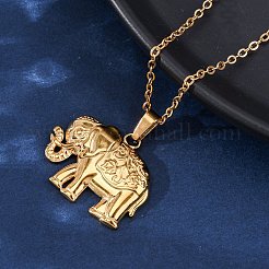 象 304 ステンレス ペンダント ネックレス  イオンプレーティング（ip）  18KGP本金メッキ  17.99インチ（45.7cm）&nbsp;NJEW-H059-06G