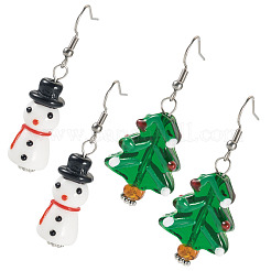 2 Pairs 2 Styles Christmas Theme Glass Dangle Earrings&nbsp;EJEW-TA00701