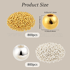 1600個2色ccbプラスチックビーズ  ラウンド  ミックスカラー  4x3.5mm  穴：1.2mm  800個/カラー&nbsp;CCB-PA0001-04A