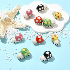 10個 5色ハンドメイドプリント磁器ビーズ  手描きの陶器ビーズ  カメ  ミックスカラー  11~13x18~20x11~12mm  穴：2mm  2個/カラー&nbsp;PORC-CJ0001-21
