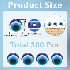 300Pcs Round Evil Eye Resin Beads&nbsp;RESI-SC0006-76