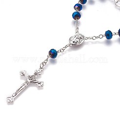Electroplate Glass Rosary Bead Bracelaets for Easter&nbsp;BJEW-WH0007-02