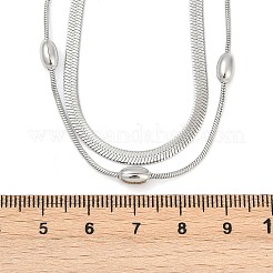 304 Stainless Steel Snake Chain Double Layer Necklaces for Women&nbsp;NJEW-Z072-03P