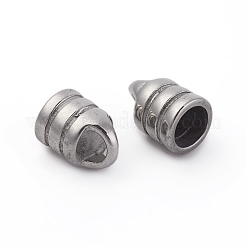 変色しにくい304ステンレススチールコードエンド  レザーコードブレスレット作り用  ステンレス鋼色  13.5x10mm  穴：3x5mm  内径：6.5mm&nbsp;STAS-G220-17P