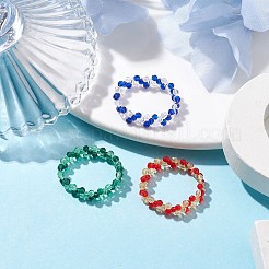 ガラス指輪3個  ミックスカラー  5.5mm  内径：20mm&nbsp;RJEW-TA00119