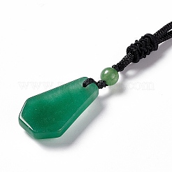 Gemstone Hexagon Pendant Necklace with Nylon Cord for Men Women&nbsp;NJEW-G094-A