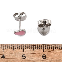 Enamel Heart Stud Earrings&nbsp;EJEW-B009-12P