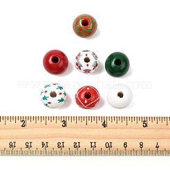 50Pcs 7 Colors Christmas Spray Painted Wood European Beads&nbsp;WOOD-FS0002-43