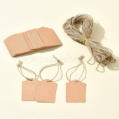クラフト紙ギフトタグ  hange tags  麻ロープ付き  芸術のために  工芸品と食べ物  長方形  バリーウッド  タグ：5x3cm  101個/袋&nbsp;AJEW-FS0001-15