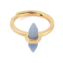 Double Pointed Hexagonal Prism Dyed & Heated Natural Blue Aventurine Adjustable Rings for Women&nbsp;RJEW-G327-01G-07