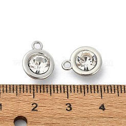 ラックメッキ合金ラインストーンチャーム  フラットラウンド  プラチナ  12x9.5x5mm  穴：2mm&nbsp;FIND-M014-16E-P