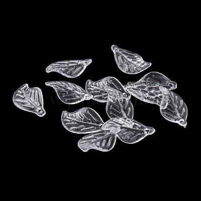 透明なアクリルパーツ  葉  透明  18.5x10.5x2.5mm  穴：1.5mm  約5000個/500g&nbsp;TACR-G050-02B-1