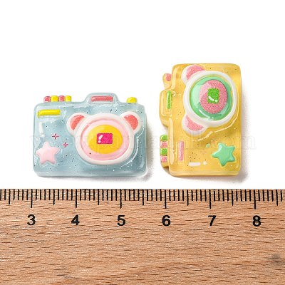樹脂カボション  カメラ  ミックスカラー  25.4x18.9x8.3mm&nbsp;X-CRES-M002-02-1