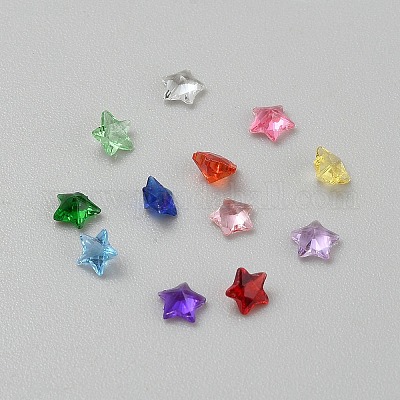 ガラスカボション  ミックスカラー  スター  3x4x2.5mm&nbsp;GLAA-WH0080-02D-1