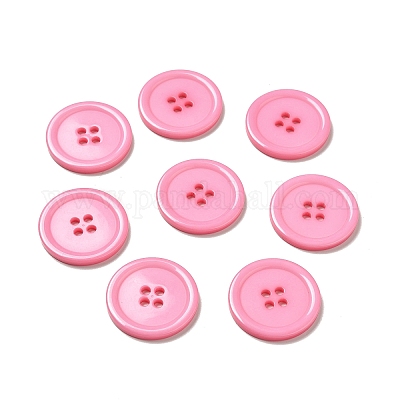 樹脂ボタン  染め  フラットラウンド  ピンク  30x3mm  穴：3mm  98個/袋&nbsp;RESI-D030-30mm-05-1