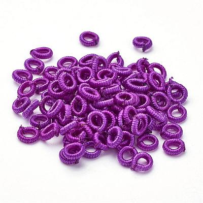 ポリエステルファブリックビーズ  リング  暗紫色  6x2mm  穴：3mm  約200個/袋&nbsp;WOVE-N003-66-1