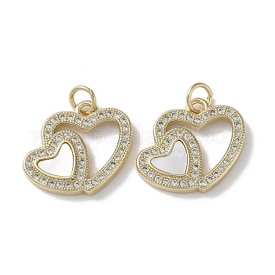 Brass Micro Pave Cubic Zirconia Pendants&nbsp;KK-G485-34A-G-1