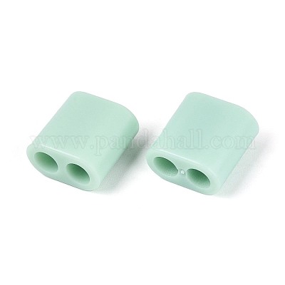 ABSプラスチックビーズ  正方形  2穴  5~6mmコードに適合  アクアマリン  15x15x8.5mm  穴：4.8mm&nbsp;OACR-N156-07G-1