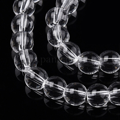 透明ガラスビーズ連売り  ラウンド  透明  4~4.5mm  穴：0.8mm  約97~99個/連  14.76インチ〜14.96インチ（37.5~38cm）&nbsp;GLAA-T032-T4mm-13-1