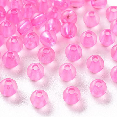 透明なアクリルビーズ  ラウンド  パールピンク  6x5mm  穴：1.8mm  約4400個/500g&nbsp;MACR-S370-A6mm-708-1