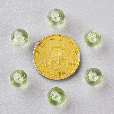 透明なアクリルビーズ  ラウンド  淡黄色  8x7mm  穴：2mm  約1745個/500g&nbsp;MACR-S370-A8mm-728-1