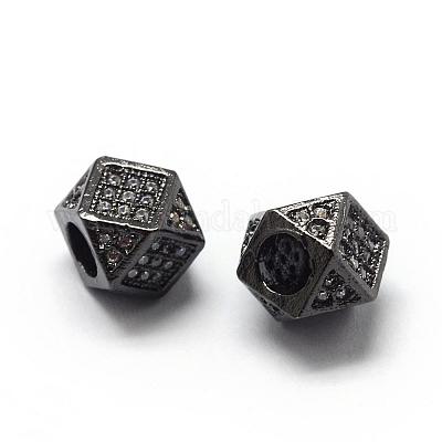 Rack Plating Brass Cubic Zirconia Beads&nbsp;ZIRC-S029-02B-1