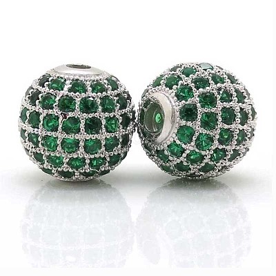 Brass Cubic Zirconia Beads&nbsp;ZIRC-F001-35P-1