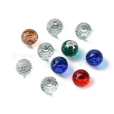 カット加工ラウンドガラスカボション  ミックスカラー  8x7mm&nbsp;GGLA-YW001-13B-1