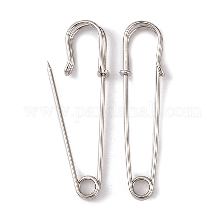 鉄のキルトピンは留め金のアクセサリー類のパーツをブローチ プラチナ 60x13mm ピン:1.5mm IFIN-R191-60mm-1