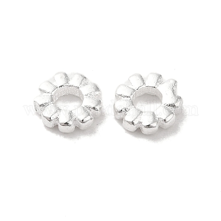 真鍮ビーズ  カドミウムフリー＆鉛フリー  花  銀  4x1mm  穴：1.6mm&nbsp;FIND-Z039-14S-1
