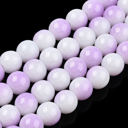 Two Tone Opaque Baking Paint Glass Beads Strands DGLA-Q027-8mm-02-1