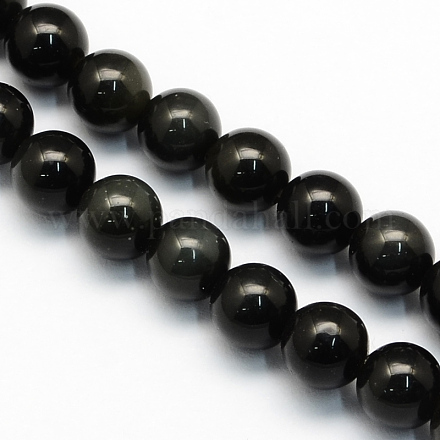 Natural Obsidian Round Beads Strands&nbsp;G-S156-4mm-1