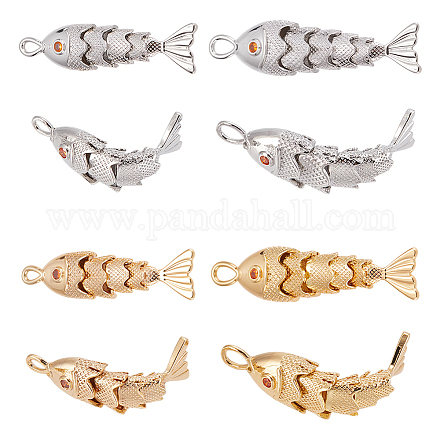 8Pcs 4 Colors Brass Pendants&nbsp;KK-ME0003-46B-1