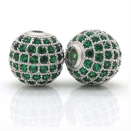 Brass Cubic Zirconia Beads ZIRC-F001-35P-1