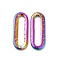 Ion Plating(IP) 304 Stainless Steel Linking Ring, Textured, Oval, Rainbow Color, 20x7.5x1.5mm, Inner Diameter: 15x3mm