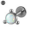 G23 Titanium Threadless Labrets, with Imitation Opal, Stainless Steel Color, Flat Round, 6mm, Pin: 1.2mm
