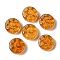 Transparent Lampwork Beads, Flat Round with Moon & Stars, Sandy Brown, 13x5mm, Hole: 1mm, about 70~82pcs/100g