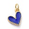 Enamel Charms, with Brass Findings, Cadmium Free & Lead Free, Heart, Real 18k Gold Plated, Dark Blue, 9x7x2.5mm, Hole: 2.5mm