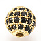 Brass Micro Pave Cubic Zirconia Beads, Cadmium Free & Lead Free, Round, Black, Golden, 10mm