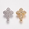 Brass Micro Pave Cubic Zirconia Beads, Cadmium Free & Lead Free, Cross, Clear, Mixed Color, 15x12x4.5mm, Hole: 2mm
