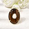 Natural Tiger Eye & Moonstone Cuff Rings, Oval, Rack Plating, Golden, 35x26mm, Inner Diameter: 18mm