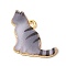 Alloy Enamel Pendants, Cat Charm, Golden, Thistle, 17x19x1.5mm, Hole: 1.4mm
