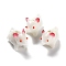 Handmade Lampwork Beads, Bumpy, Rabbit, White, 21~23x10~12x14~17mm, Hole: 1.6~2mm, about 30pcs/strand, 13.78 inch(35cm)