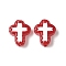 Baking Paint Glass Enamel Beads, Hand Painted Beads, Cross, FireBrick, 14.5x11.5x4mm, Hole: 1mm