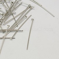 ジュエリーパーツ  カドミウムフリー＆鉛フリー  鉄平頭ピン  プラチナ  30x0.75~0.8mm  20ゲージ  約6600~6700個/1000g  ヘッド：2mm&nbsp;J079W061